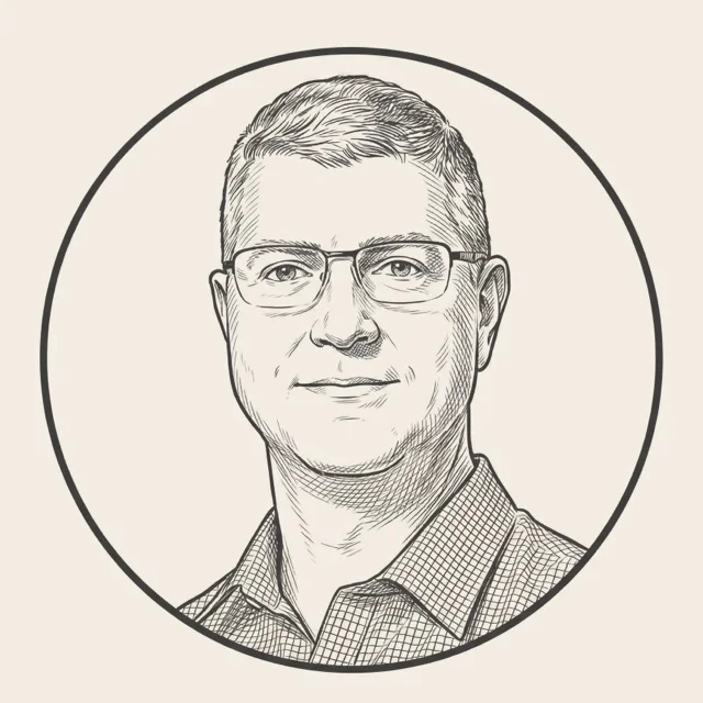 Pen-and-ink portrait of Brian Miller