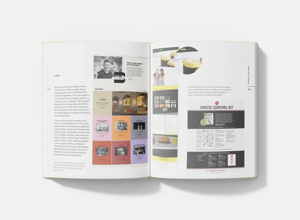 Interior spread from Principles of Web Design on logos