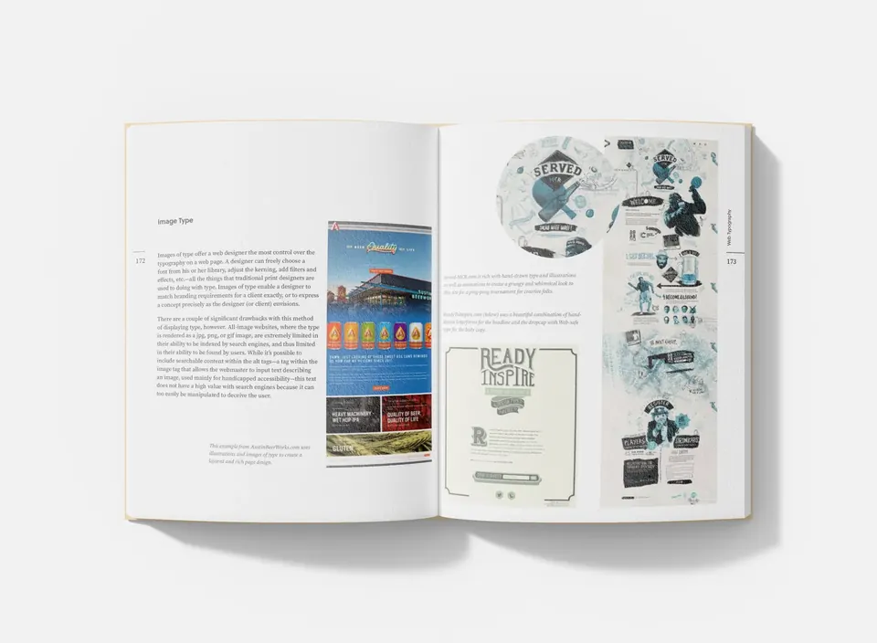 Interior spread from Principles of Web Design on image type