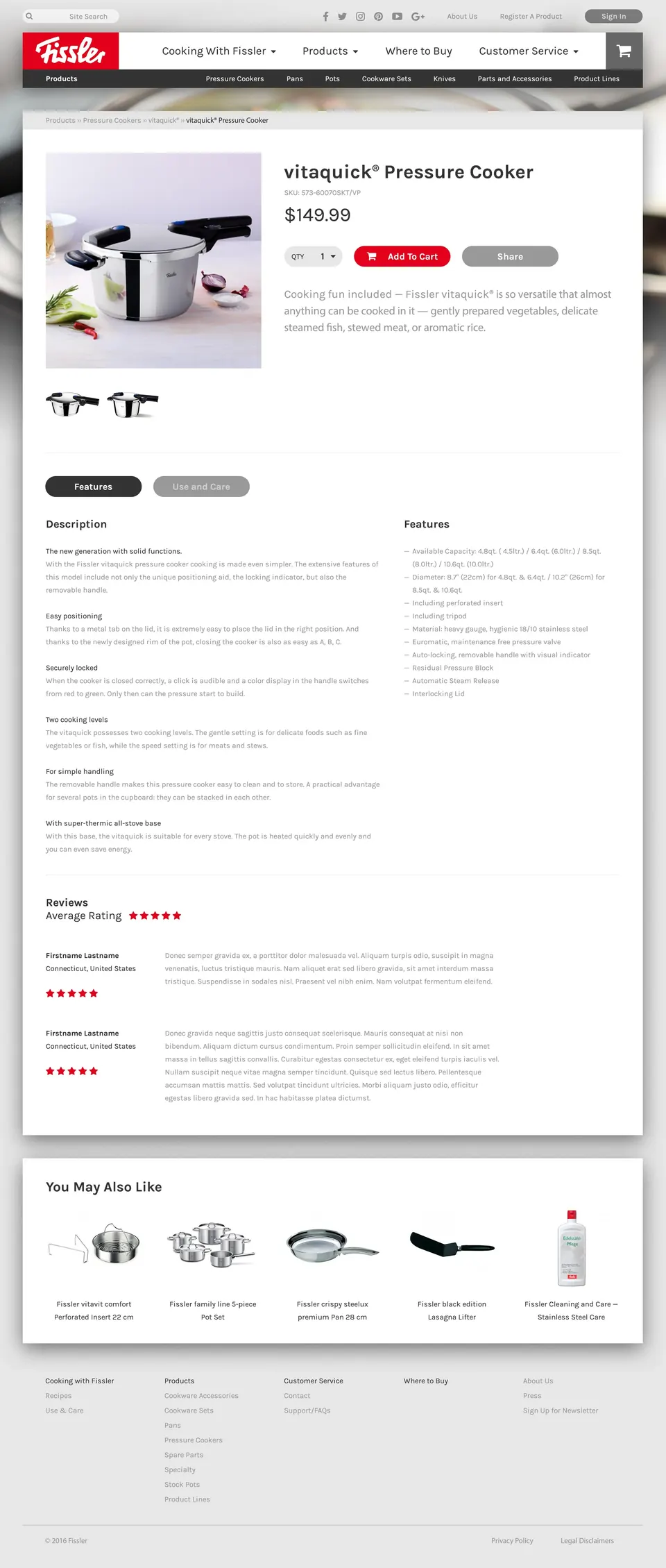 Fissler product detail page design