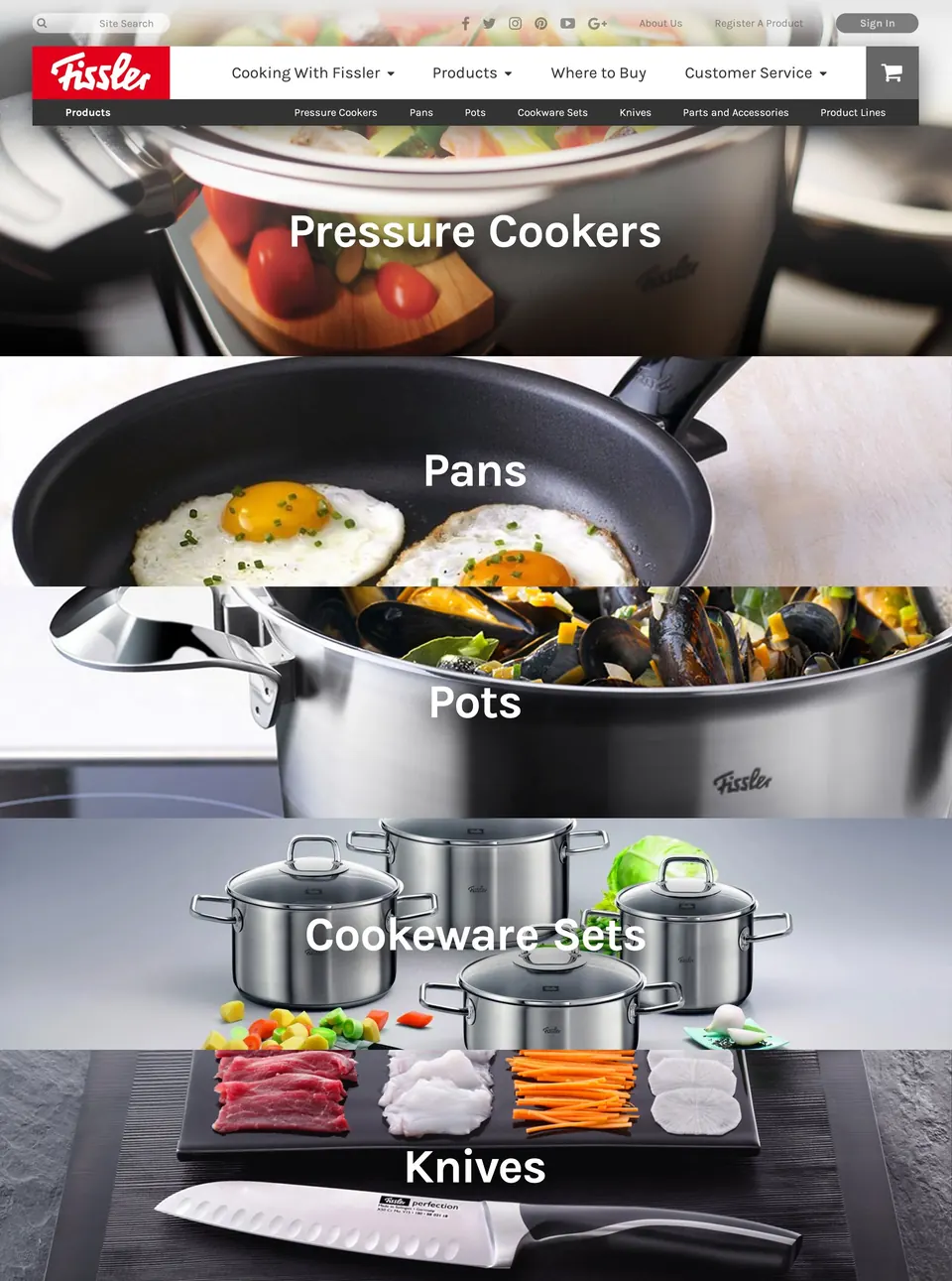 Fissler products landing page design